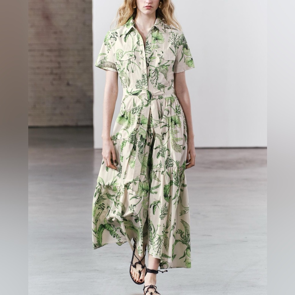 NEW ZARA PRINTED SHIRT DRESS S